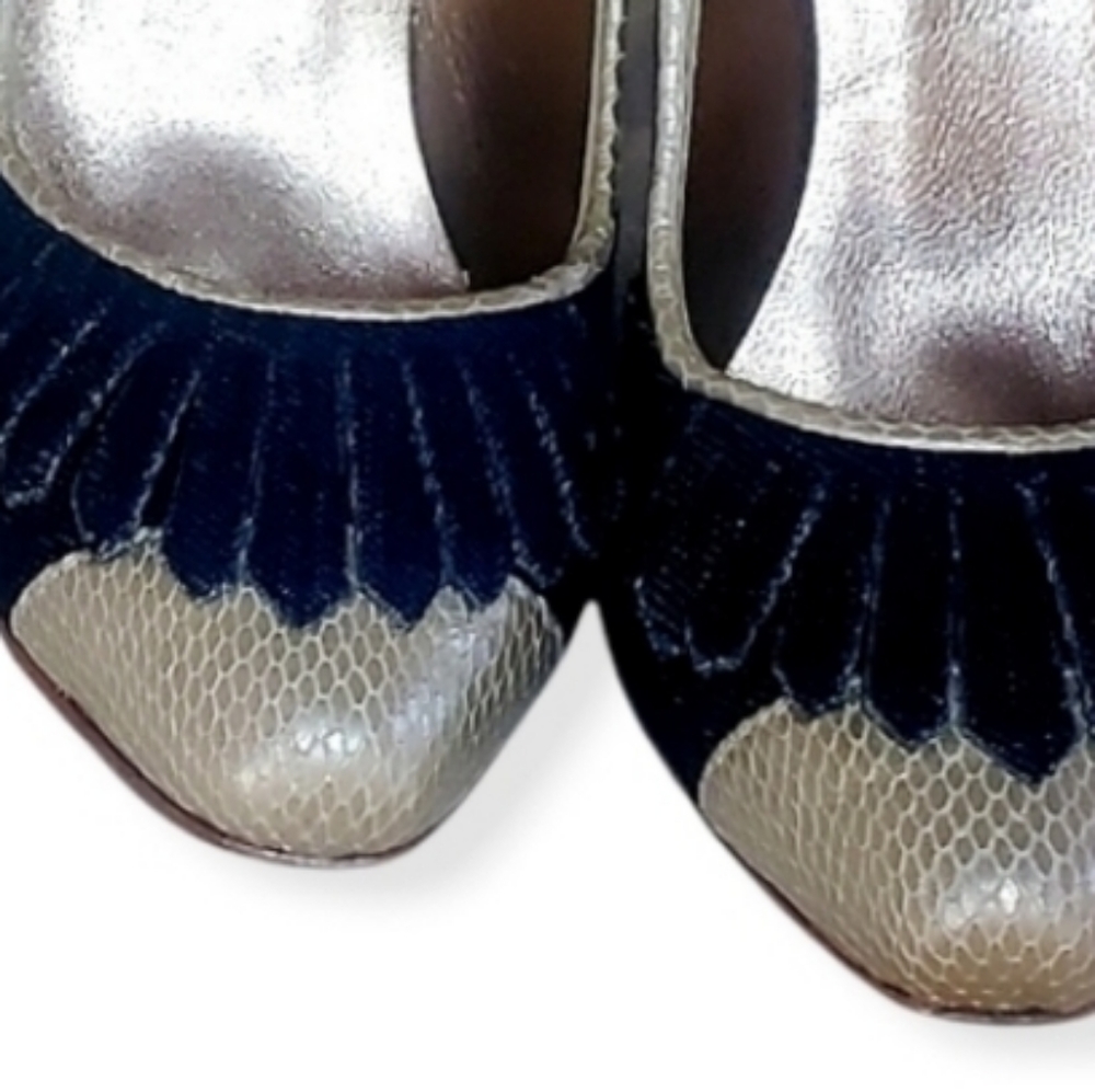 Roberto Cavalli (Just Cavalli) High-Heels; size 37; Denim/Snake:RARE